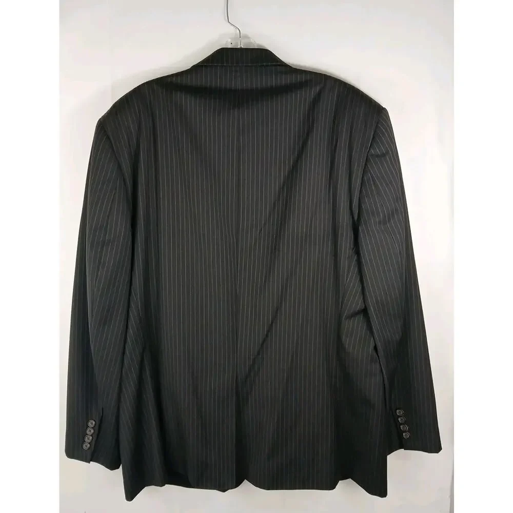 Ralph Lauren Pinstripe Wool Suit Blazer & Pants Blk Sz 48R 38Wx 32L 69456/90736